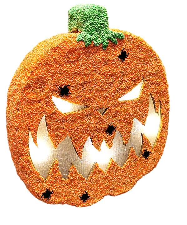 Pumpkin Papier Mache Light Up - Scary 25cm H